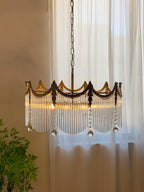 Vacarro Chandelier — Boho Brass & Glass Tiered Ceiling Light for Dining Room