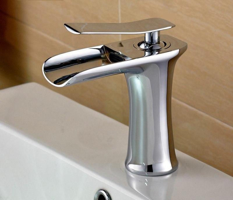 Waterfall Basin Faucet — Single Handle Bathroom Sink Faucet