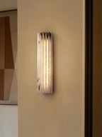 Alvia Alabaster Wall Light — Ribbed Stone Wall Sconce for Bedroom & Hallway
