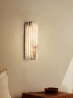 Alvia Alabaster Wall Light — Ribbed Stone Wall Sconce for Bedroom & Hallway