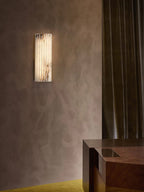 Alvia Alabaster Wall Light — Ribbed Stone Wall Sconce for Bedroom & Hallway