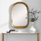 Antique Brass Arch Mirror — Vintage Arched Wall Mirror for Entryway & Vanity