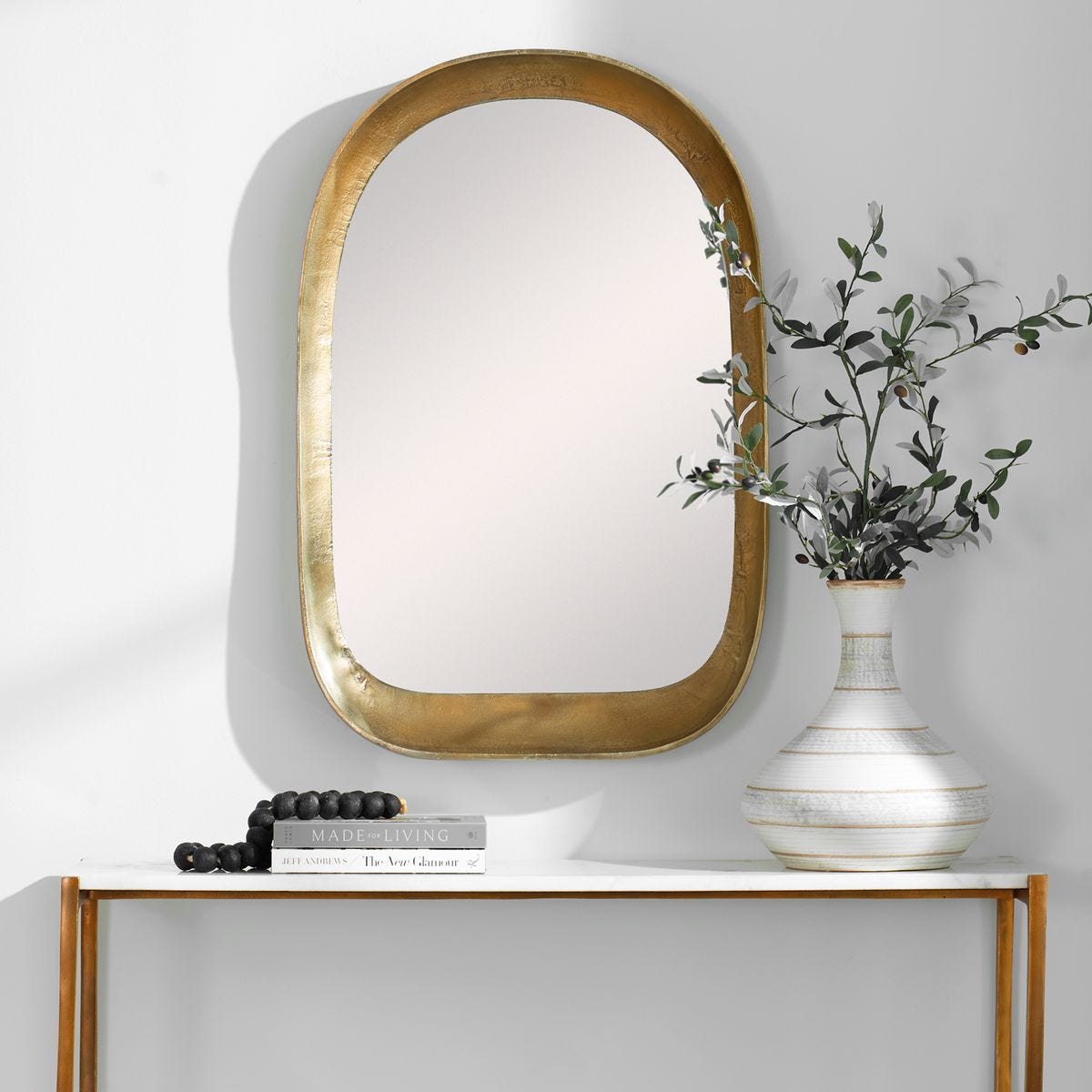 Antique Brass Arch Mirror — Vintage Arched Wall Mirror for Entryway & Vanity