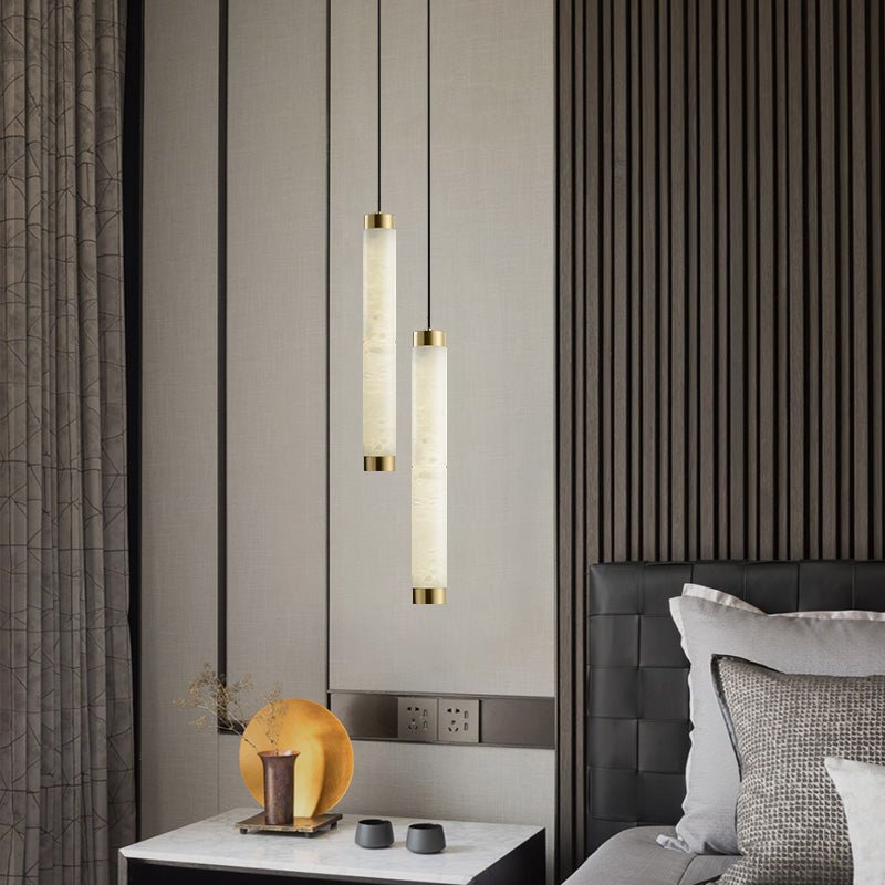 Aria Alabaster Pendant Lamp — Cylinder Spanish Alabaster Hanging Light