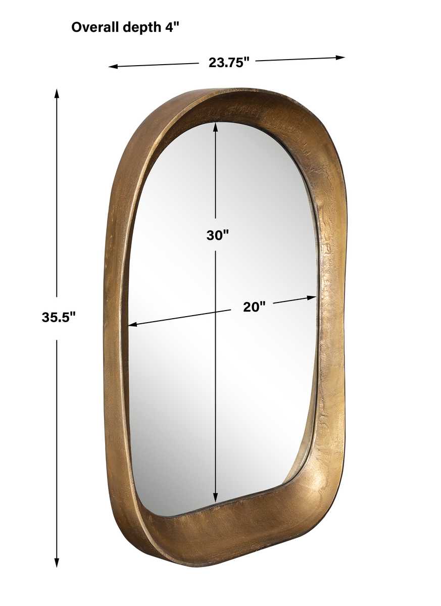Antique Brass Arch Mirror — Vintage Arched Wall Mirror for Entryway & Vanity
