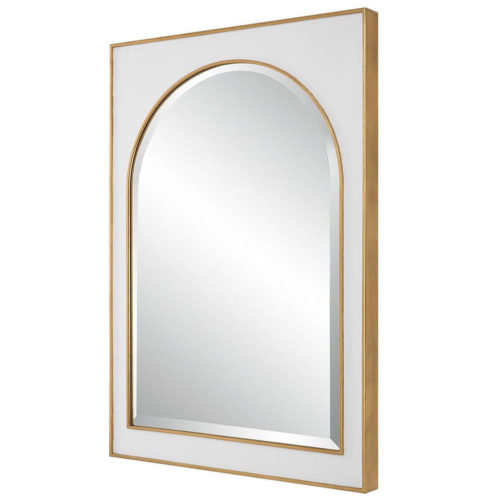 Rectangle Gold and White Mirror — Framed Wall Mirror for Living Room & Entryway