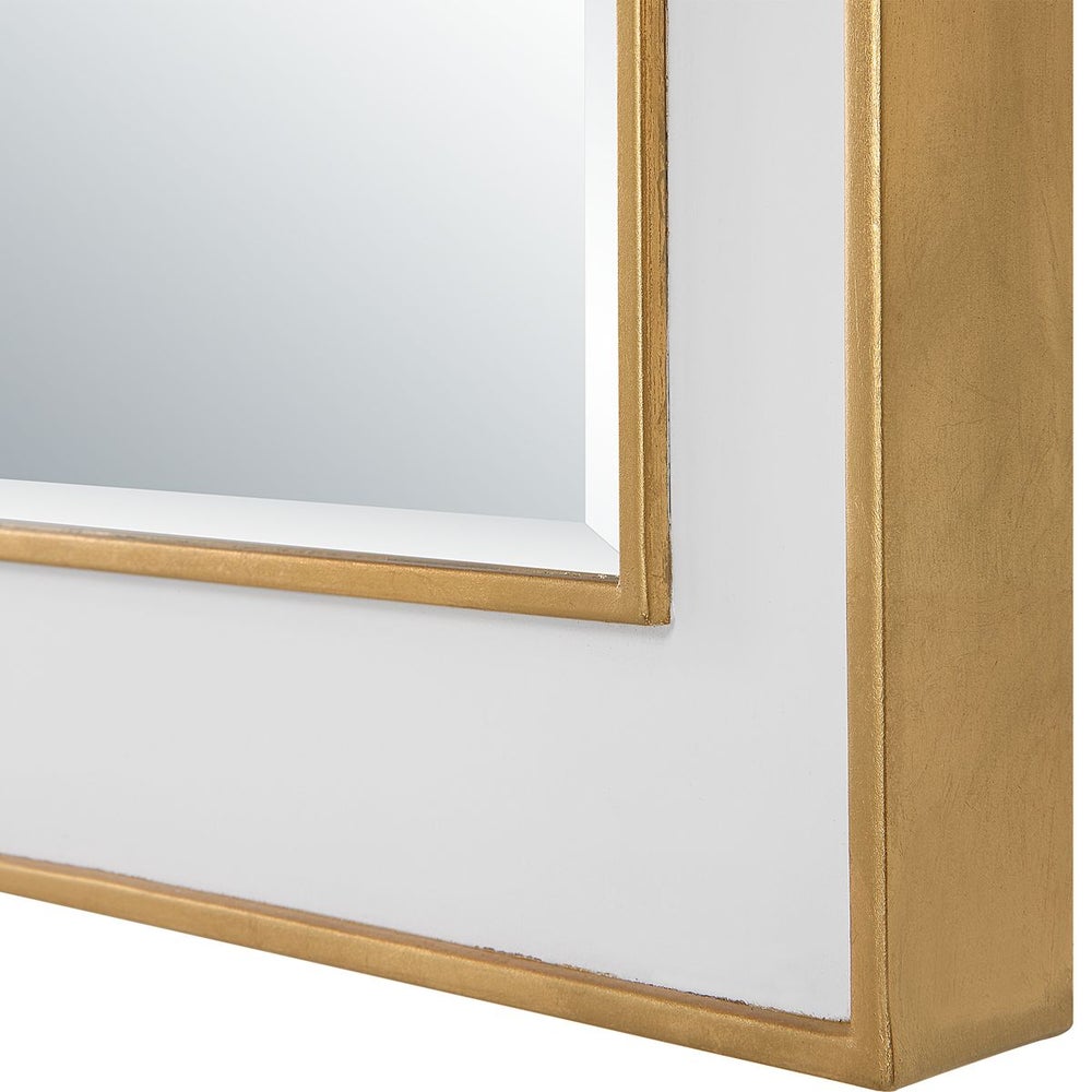 Rectangle Gold and White Mirror — Framed Wall Mirror for Living Room & Entryway
