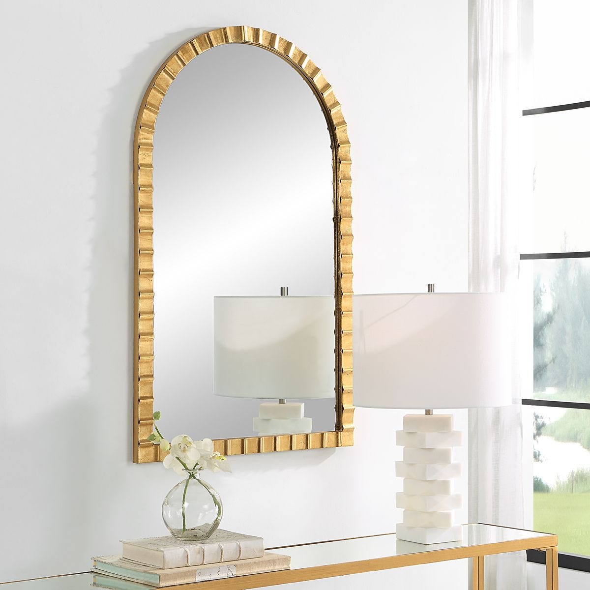 Gold Arch Top Mirror — Arched Wall Mirror for Bathroom & Entryway