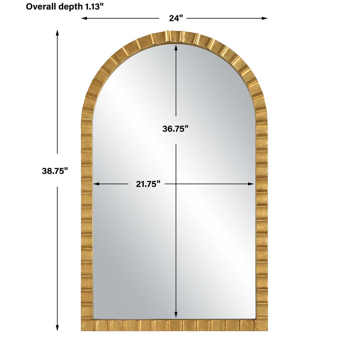 Gold Arch Top Mirror — Arched Wall Mirror for Bathroom & Entryway