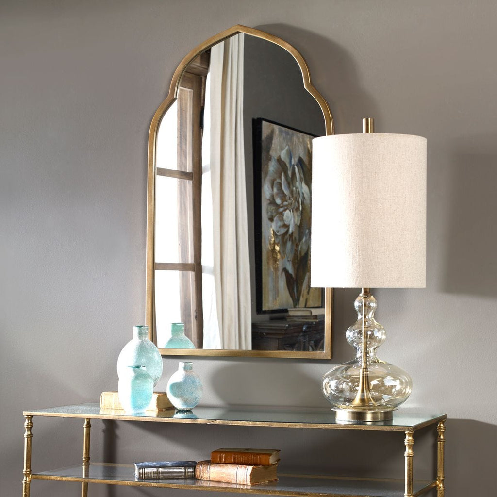 Moroccan Mirror Gold — Ornate Arched Decorative Wall Mirror for Entryway