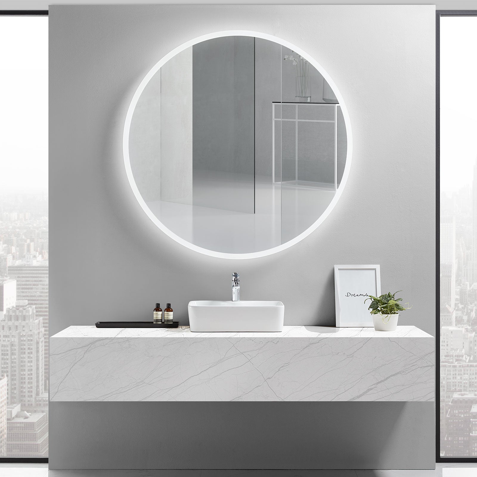 Luna Round LED Bathroom Vanity Mirror for bathroom vanity | Halvern