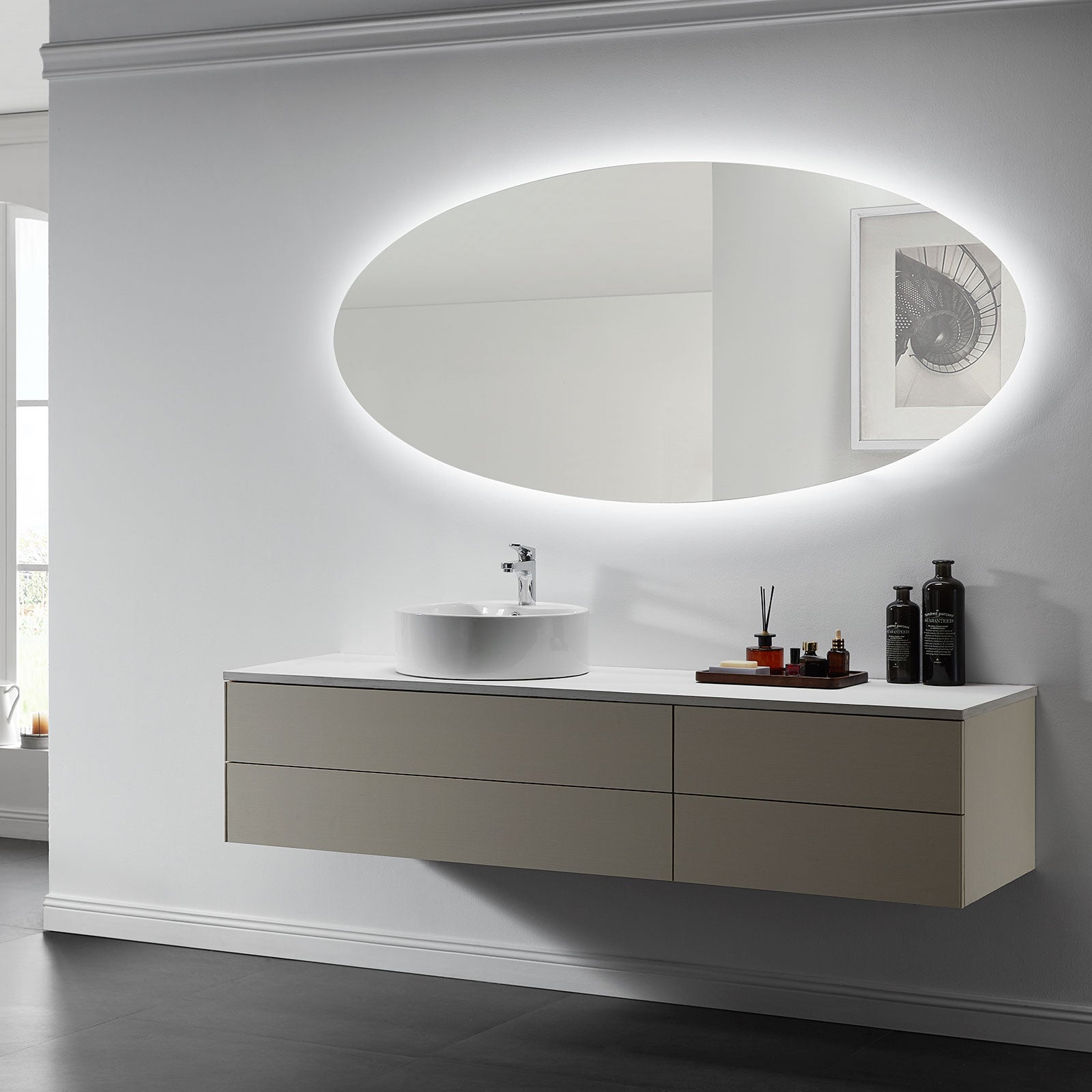 Aurora Oval LED Bathroom Vanity Mirror for bathroom vanity | Halvern