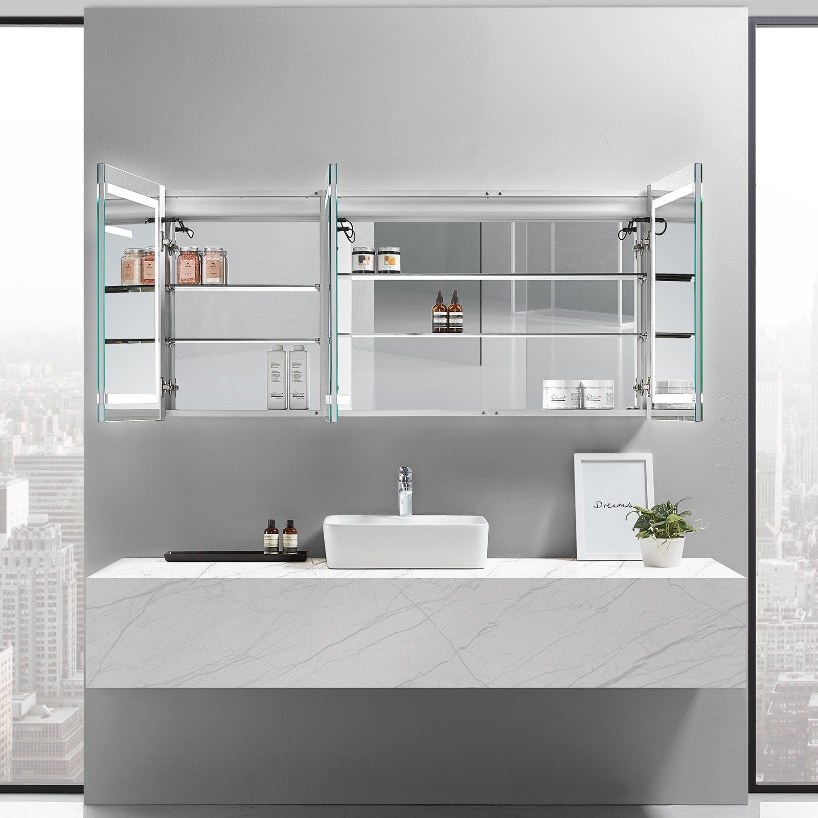 Europa III LED Bathroom Cabinet Mirror for primary bathroom | Halvern