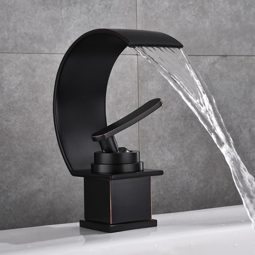 Blackwood Waterfall Faucet — Modern Single Handle Vanity Sink Faucet