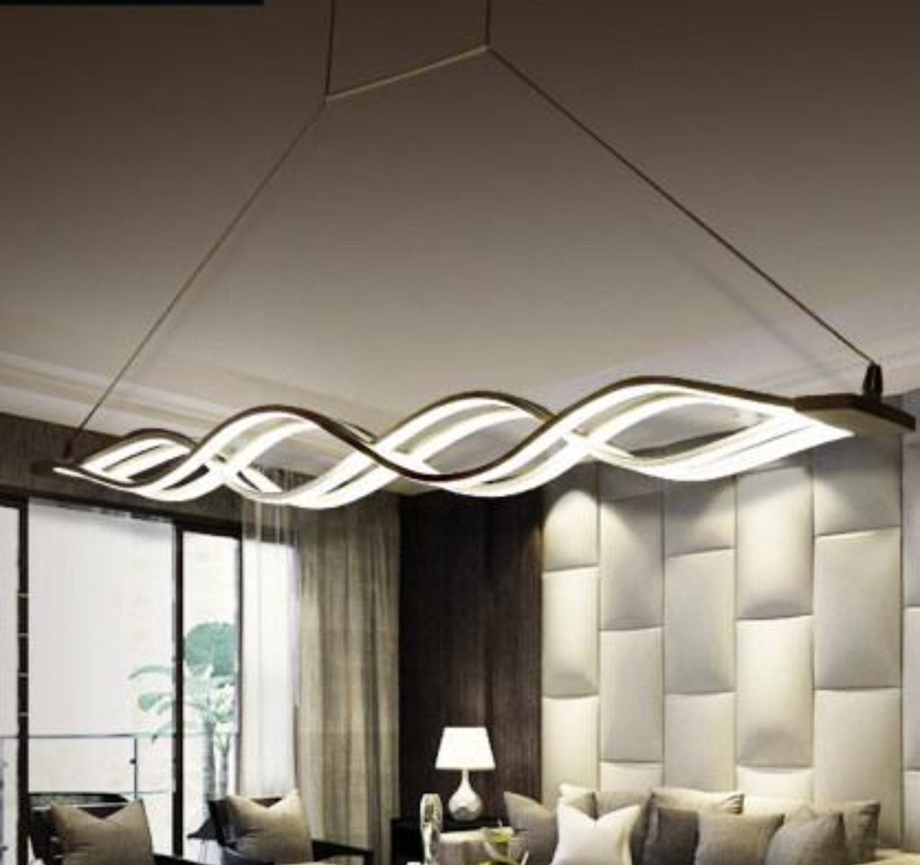 LED Wave Chandelier — Modern Sculptural Pendant Light for Dining Room & Living Room