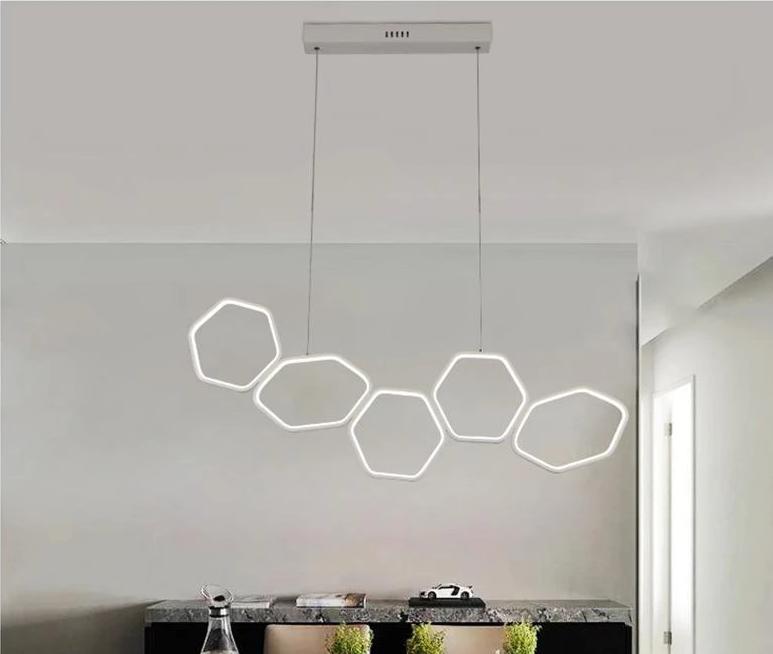 Jocasta Art Deco LED Chandelier — Geometric Ceiling Light for Dining Room