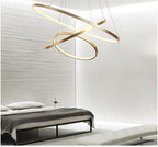 Modern Circular Ring LED Chandelier — Gold Halo Ceiling Light for Dining Room