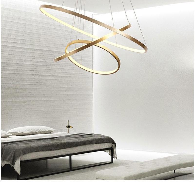 Modern Circular Ring LED Chandelier — Gold Halo Ceiling Light for Dining Room