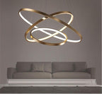 Modern Circular Ring LED Chandelier — Gold Halo Ceiling Light for Dining Room