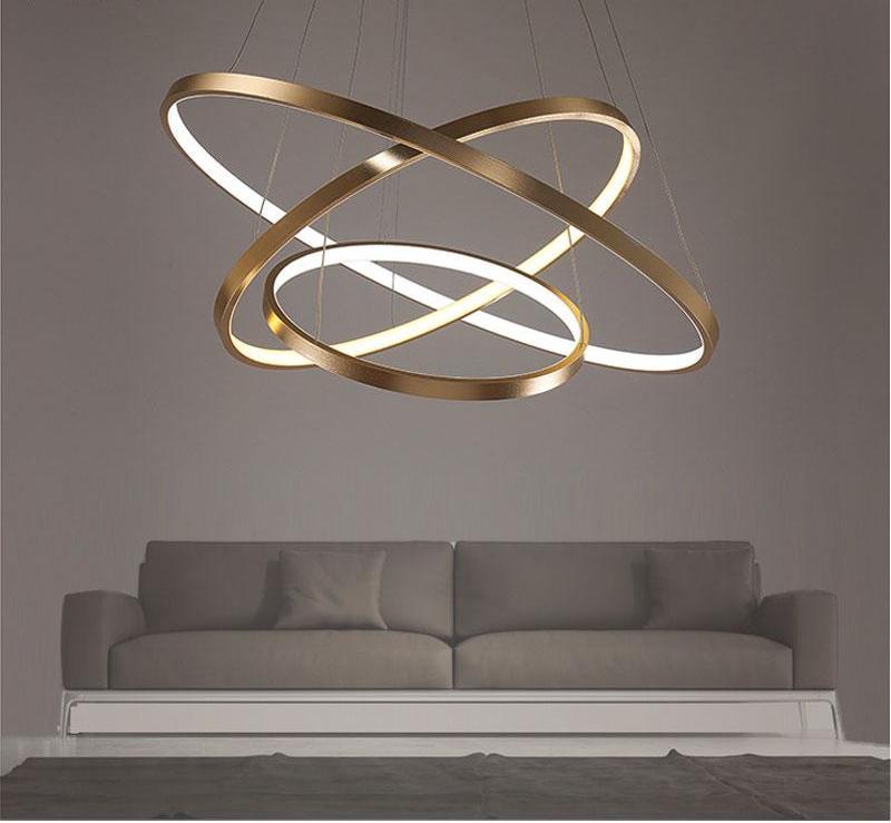 Modern Circular Ring LED Chandelier — Gold Halo Ceiling Light for Dining Room