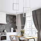 Fleur Art Deco Hanging Light — Geometric Square Frame Chandelier for High Ceilings