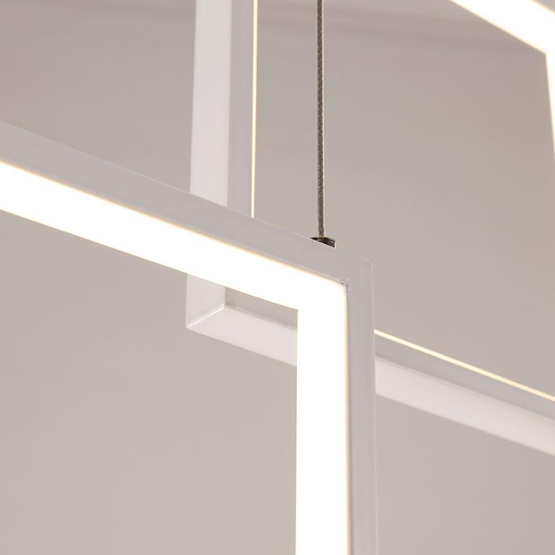 Fleur Art Deco Hanging Light — Geometric Square Frame Chandelier for High Ceilings