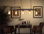 Vintage Industrial Pipe Chandelier — Loft Style Pendant Light for Dining Room