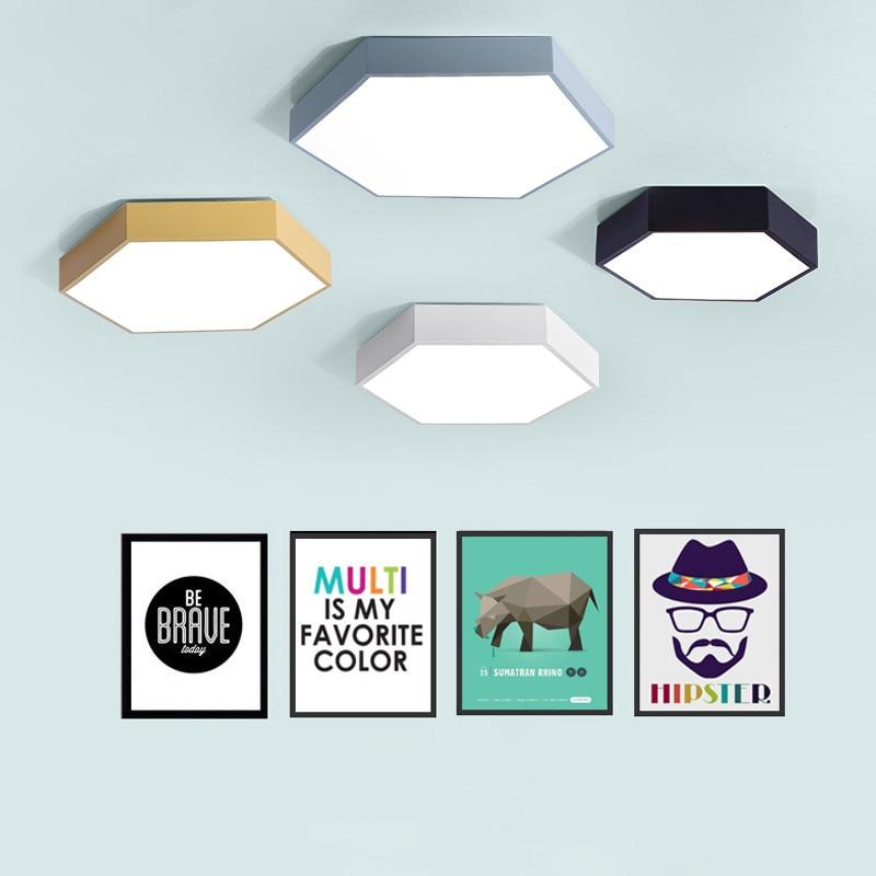 Modern Hexagon LED Ceiling Light — Geometric Flush Mount for Bedroom & Living Room
