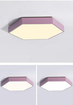 Modern Hexagon LED Ceiling Light — Geometric Flush Mount for Bedroom & Living Room