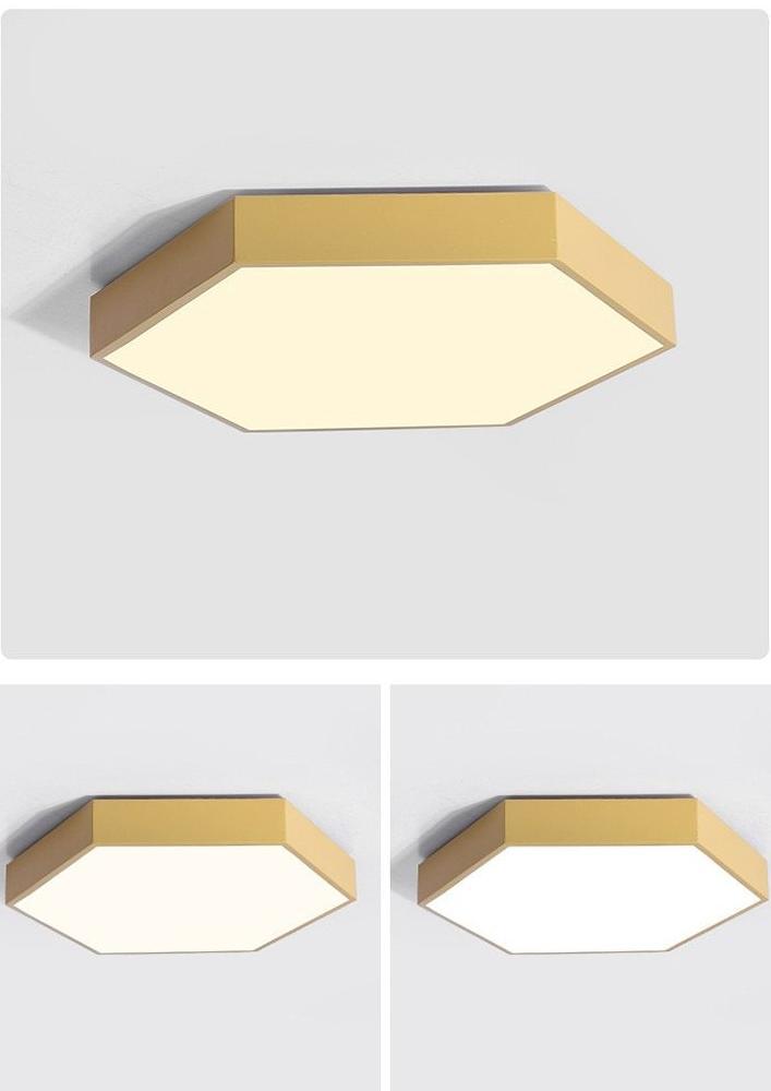 Modern Hexagon LED Ceiling Light — Geometric Flush Mount for Bedroom & Living Room