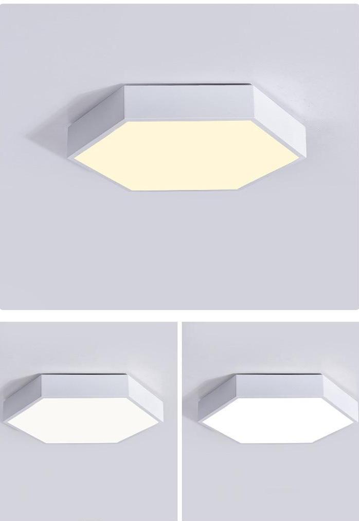 Modern Hexagon LED Ceiling Light — Geometric Flush Mount for Bedroom & Living Room