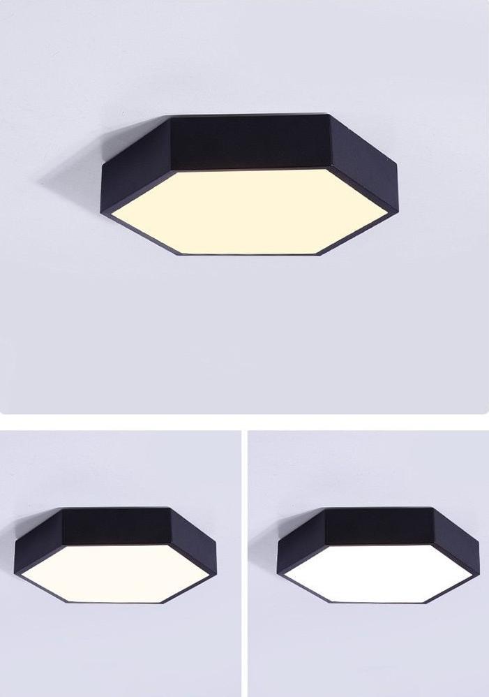 Modern Hexagon LED Ceiling Light — Geometric Flush Mount for Bedroom & Living Room