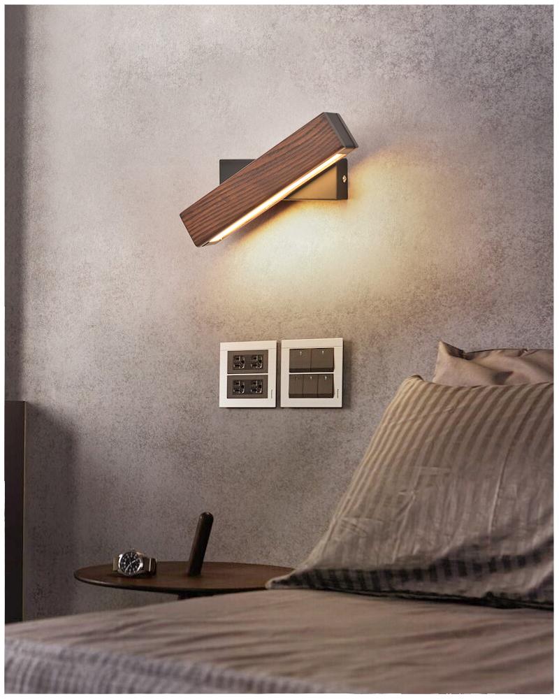 Vera Modern LED Wall Lamp — Wood Arm Wall Sconce for Bedroom & Reading Corner