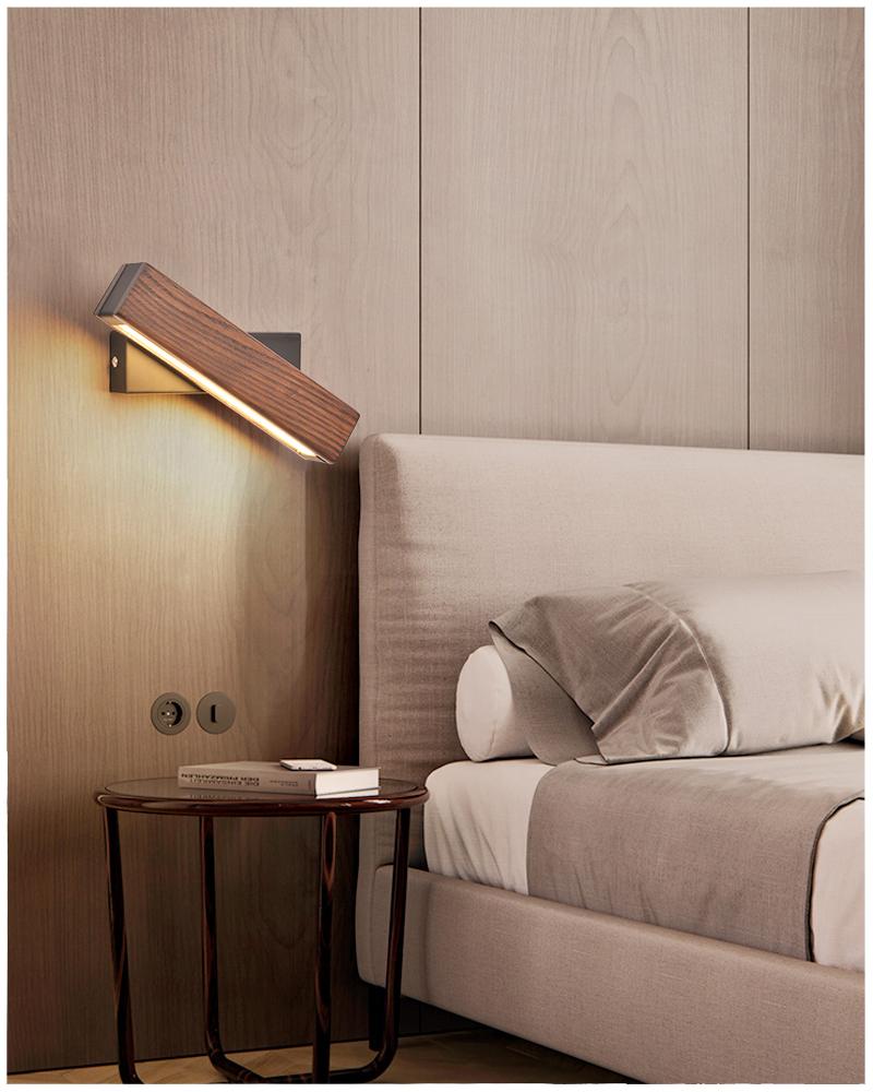 Vera Modern LED Wall Lamp — Wood Arm Wall Sconce for Bedroom & Reading Corner