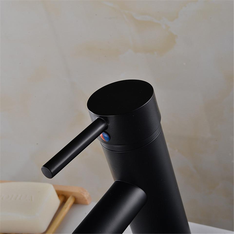 Matte Black Bathroom Faucet — Modern Single Handle Vanity Faucet