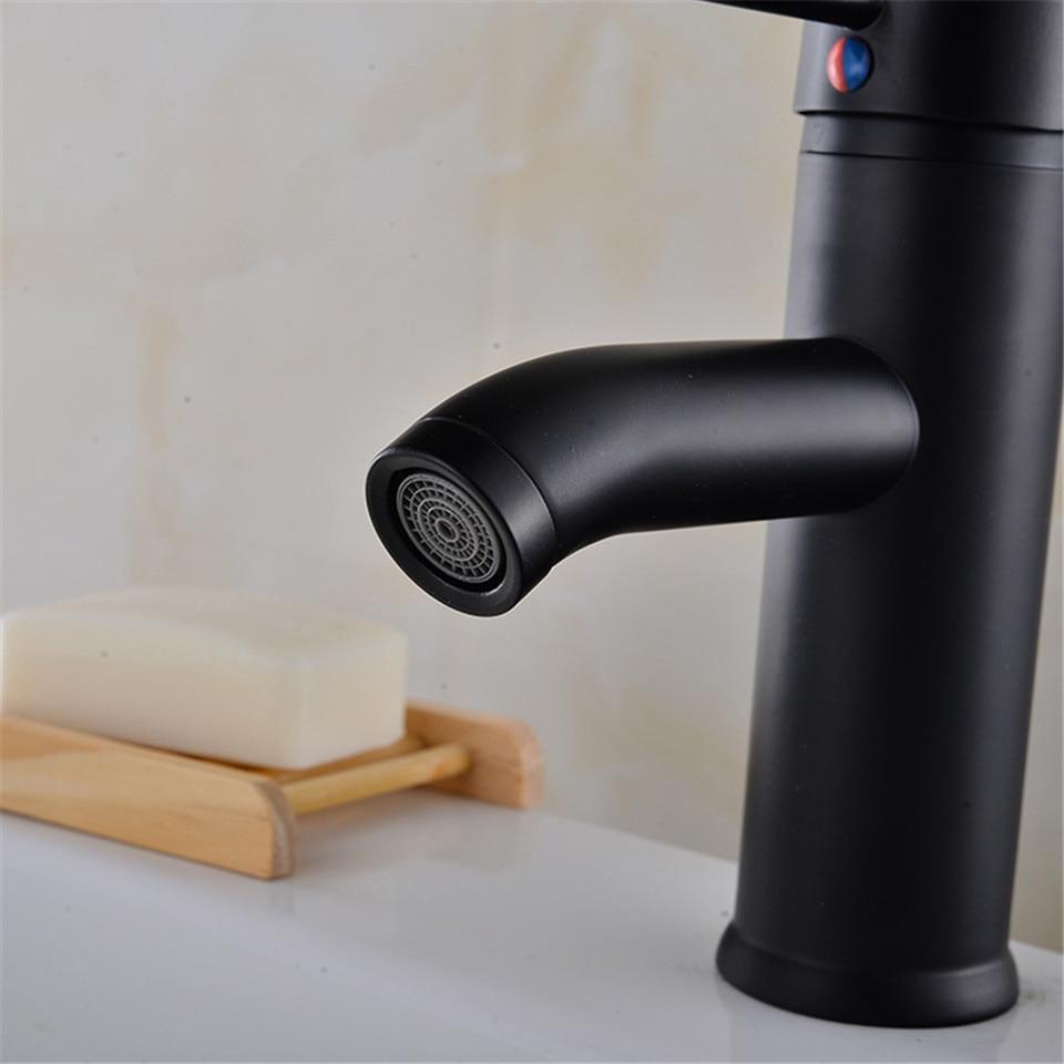 Matte Black Bathroom Faucet — Modern Single Handle Vanity Faucet