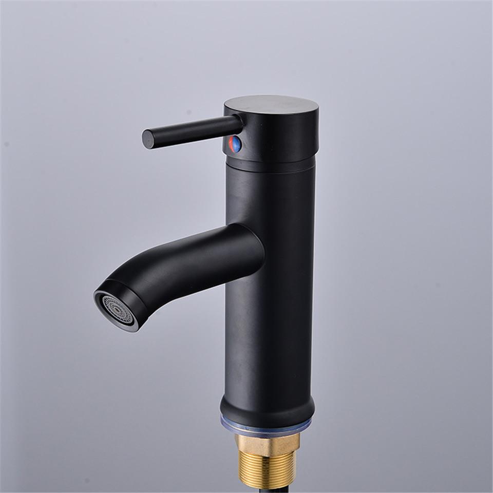 Matte Black Bathroom Faucet — Modern Single Handle Vanity Faucet