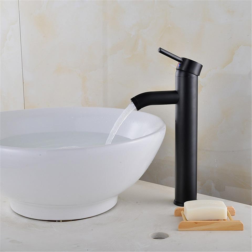 Matte Black Bathroom Faucet — Modern Single Handle Vanity Faucet