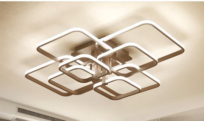 Layered Square LED Chandelier — Tiered Geometric Ceiling Light for Dining Room