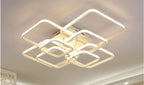 Layered Square LED Chandelier — Tiered Geometric Ceiling Light for Dining Room