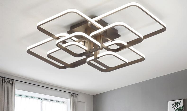 Layered Square LED Chandelier — Tiered Geometric Ceiling Light for Dining Room