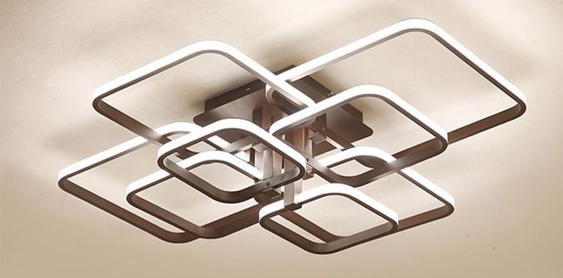 Layered Square LED Chandelier — Tiered Geometric Ceiling Light for Dining Room