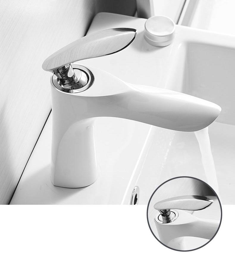 Modern Basin Faucet — Sculptural Single Hole Vanity Faucet