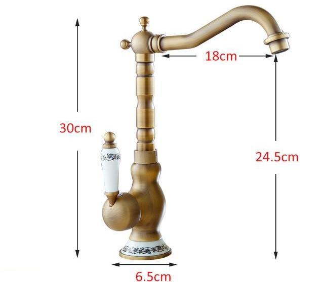 Vintage Brass Faucet — Single Hole Bathroom Vanity Faucet