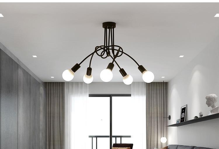 Modern Industrial Loft Chandelier — Multi-Bulb Cage Pendant for Dining & Kitchen