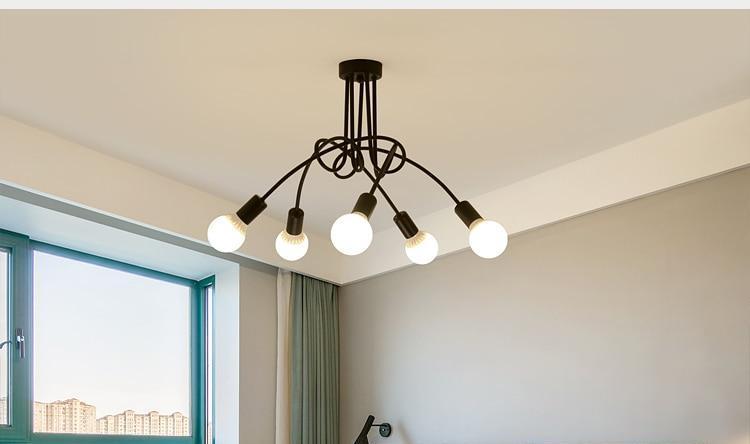 Modern Industrial Loft Chandelier — Multi-Bulb Cage Pendant for Dining & Kitchen