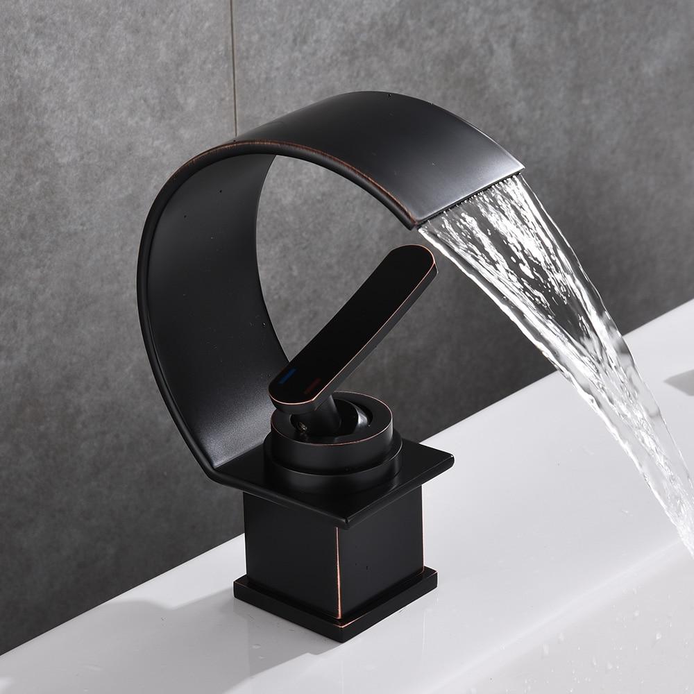 Blackwood Waterfall Faucet — Modern Single Handle Vanity Sink Faucet