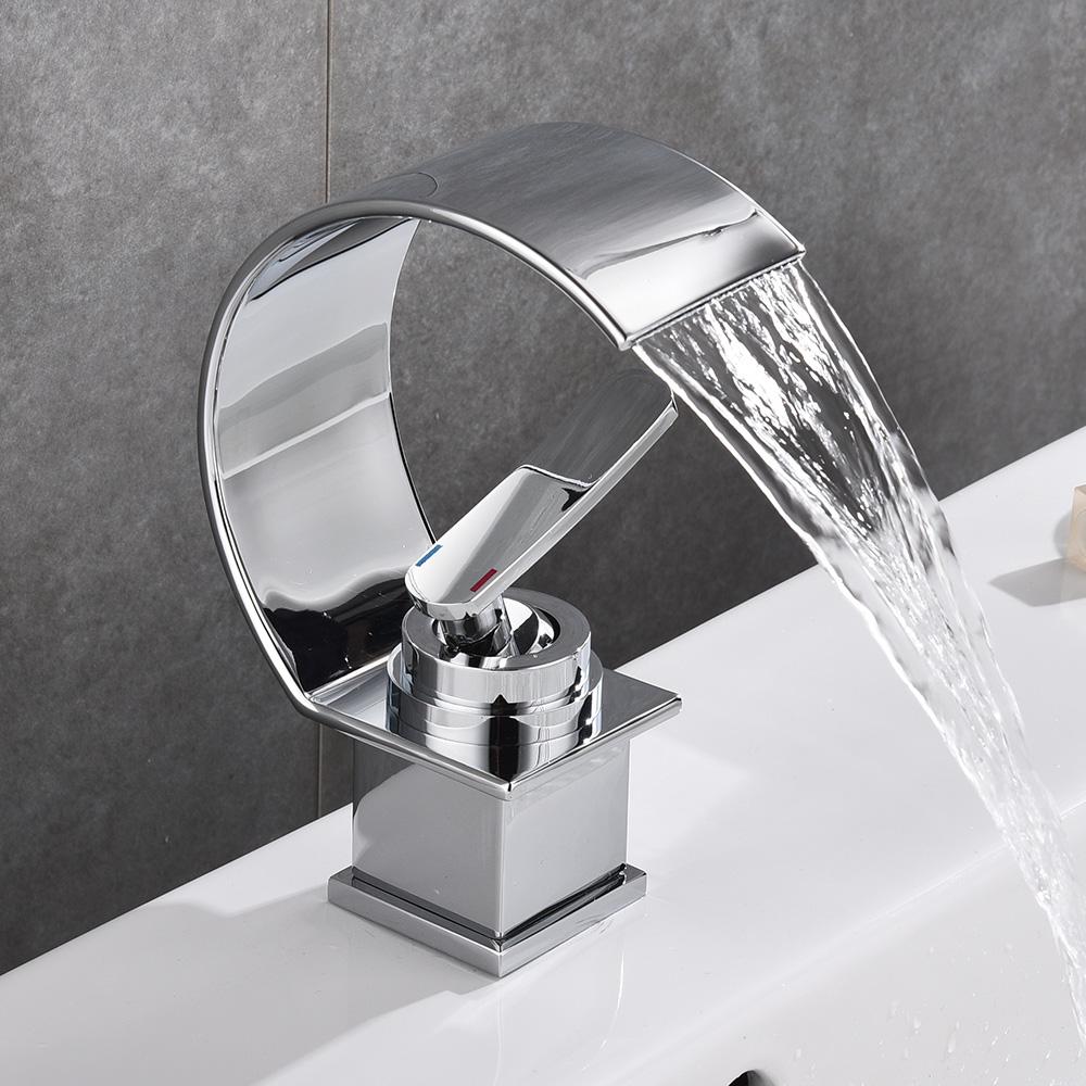 Blackwood Waterfall Faucet — Modern Single Handle Vanity Sink Faucet