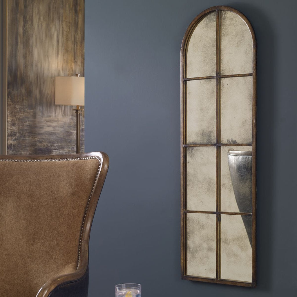 Tall Antique Mirror — Full-Length Arched Floor Mirror for Entryway & Bedroom