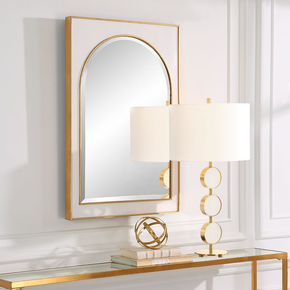 Rectangle Gold and White Mirror — Framed Wall Mirror for Living Room & Entryway